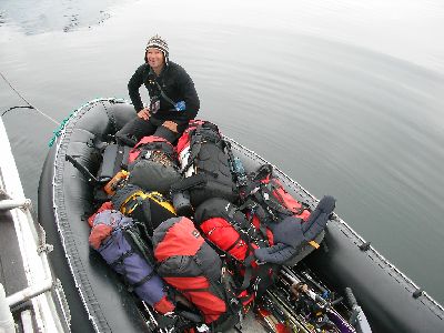 Image: Mark taking the gear ashore